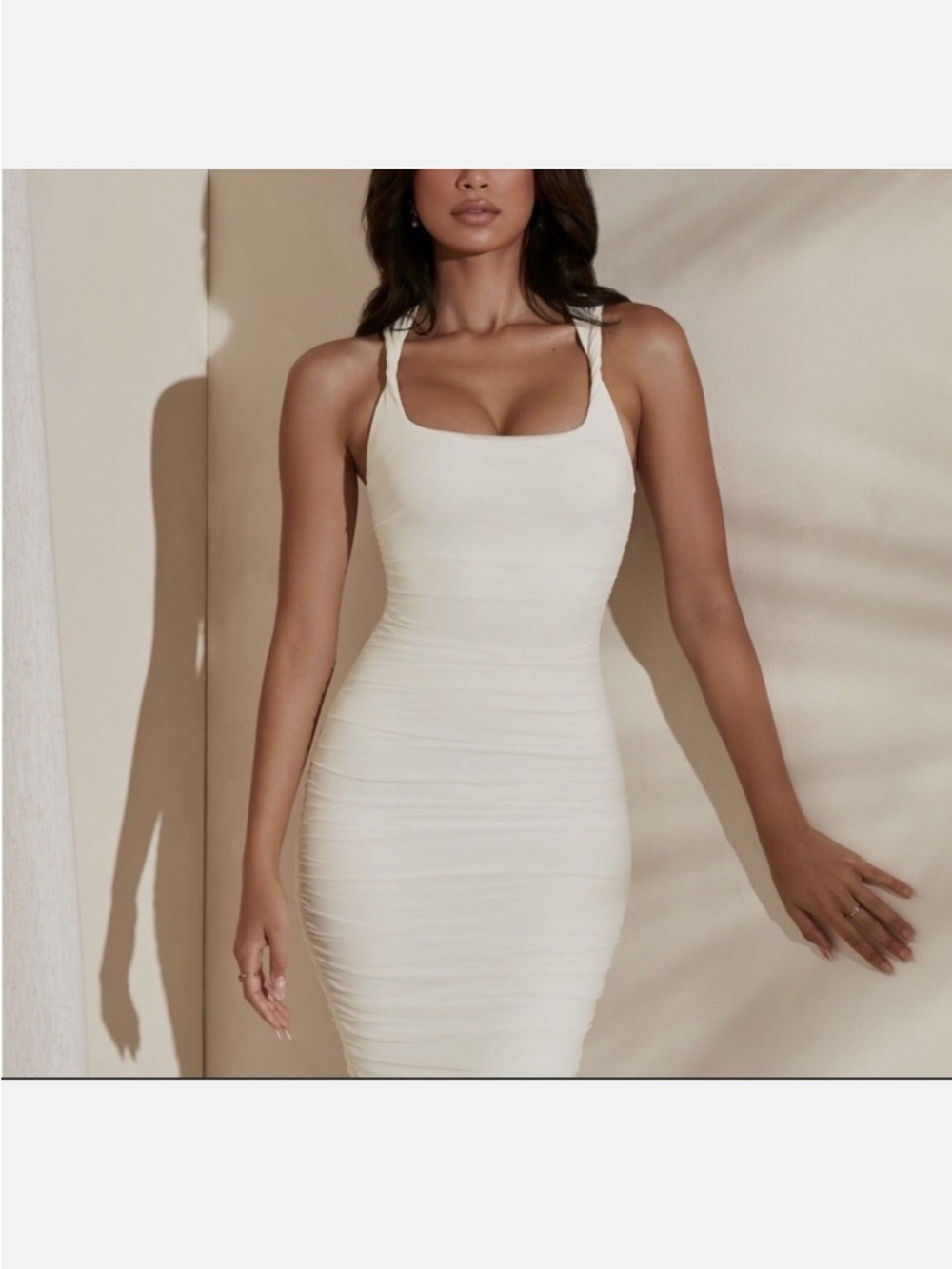 Oh Polly Midi Ruched twisted strap dress